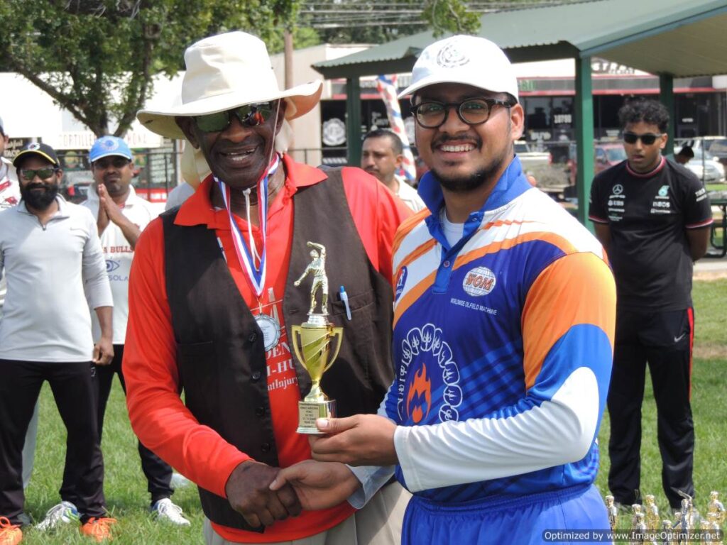 Viswatej Mudigonda WOMCC with special trophy for Hattrick